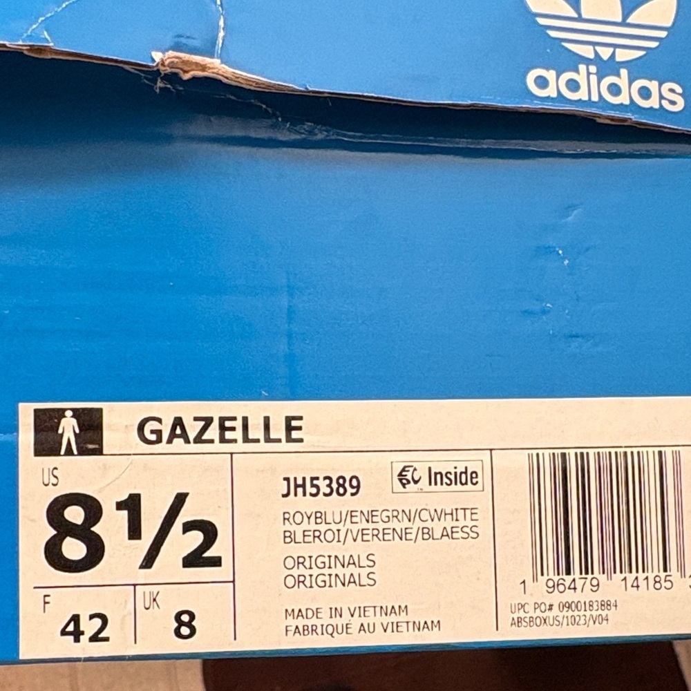 New Men’s Adidas Gazelle Royal Blue with Green Stripes Sneakers Shoes Size 8 1/2 - Picture 2 of 7